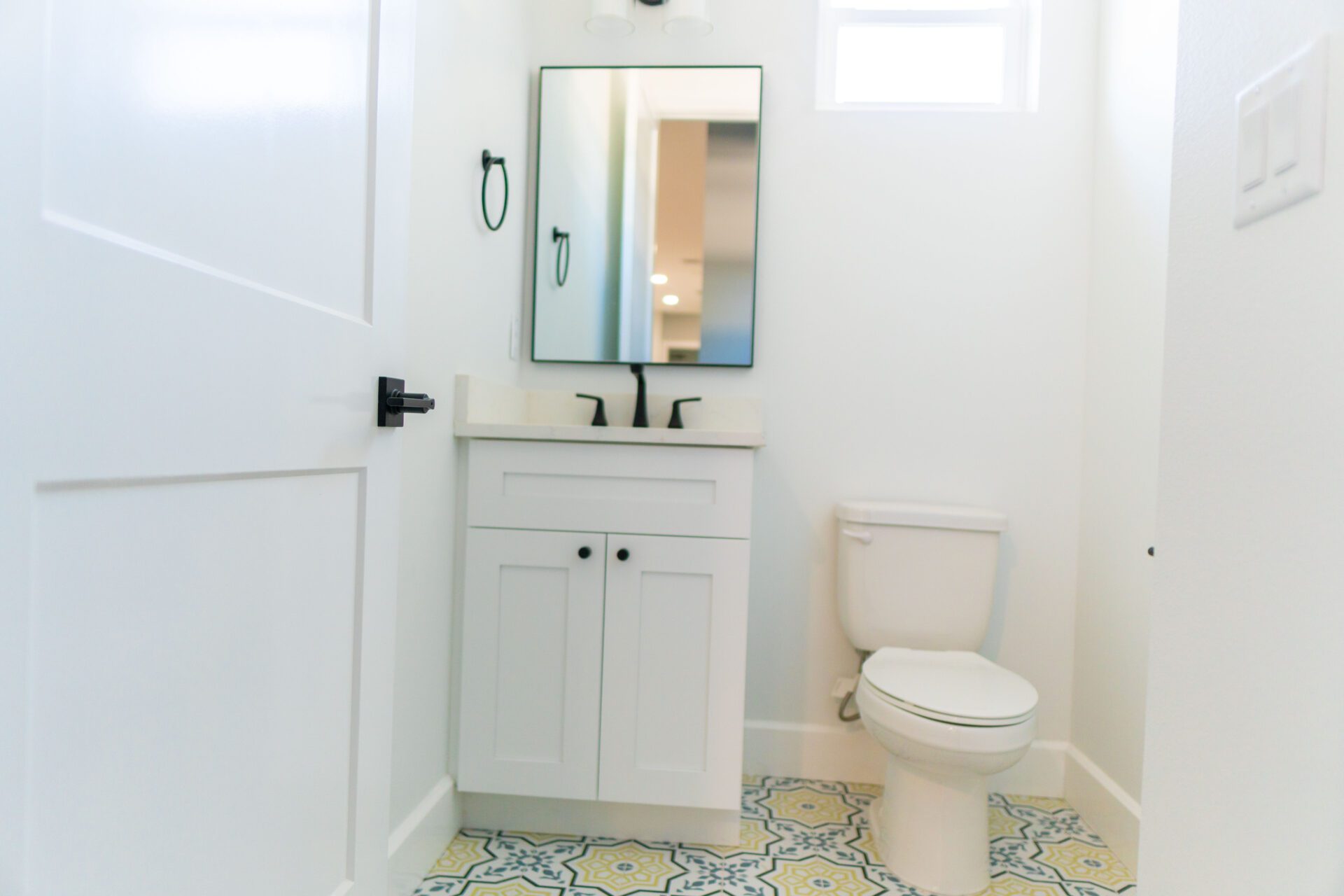 A washroom with mirror